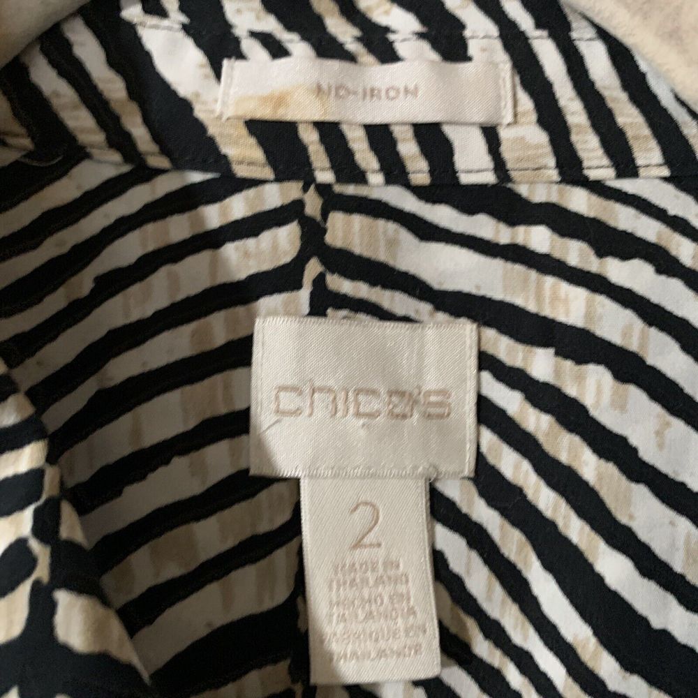 Chico's Womens Size Large Multicolor Animal Print Cotton Button Up Shirt Blouse - Picture 5 of 7